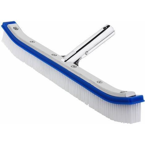 Reinforced 46cm pool brush suitable for standard supports - Stiff PVC bristles - Aluminum connecting head. Maintenance, cleaning (1/4)