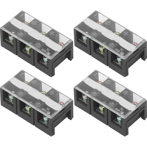 4pcs Barrière de Fils Bornier Professionnel TC Double Rangée Fixe Couvert 600V 60A 3 Bits (603) (1/5)