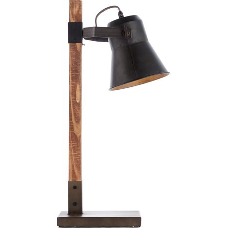 BRILLIANT lampe de table Plough acier noir / bois 1x A60, E27, 10W, adapté aux lampes standard (non incluses) Échelle A ++ à E Avec interrupteur à cordon (1/5)