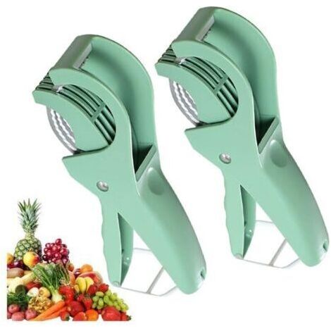 Affettatrice per frutta, affettatrice per banane, pelapatate per insalata, utensile da cucina per banane, fragole, uva, 2 pezzi - Verde