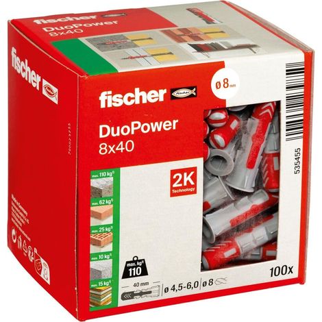 Cheville bi-matière et multi-matériaux DUOPOWER 8x40 / Boîte de 100 (1/5)