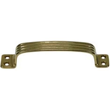 5PZ MANETTONCINO RIGATO IN OTTONE LUCIDO - mm.140x25h. - interfori mm.130