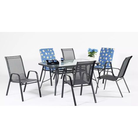 Mesa terraza jardín acero Sulam-150 en acabado antracita 150cm(ancho) 75cm(altura) 90cm(fondo).