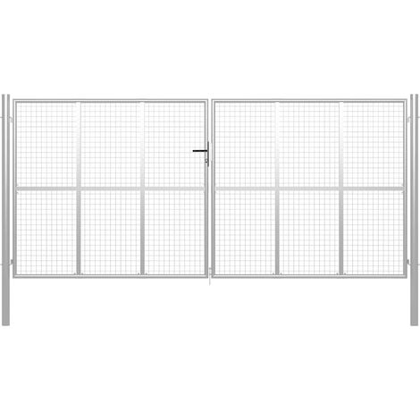 Cancello da Giardino in Acciaio Zincato 400x175 cm Argento vidaXL