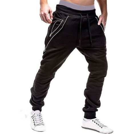Pantalon de jogging homme noir 3XL, taille élastique, coupe confortable, sweat-pant sport décontracté, vente en gros, idéal loisir. (1/2)