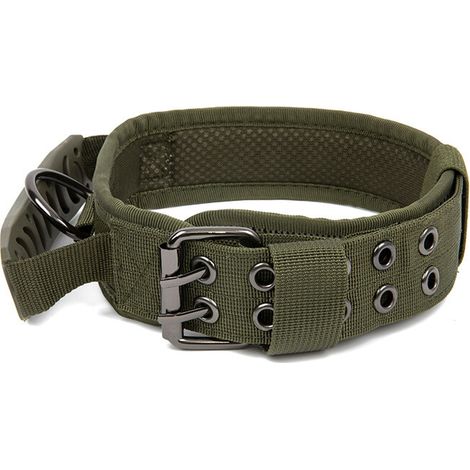 Tactical Dog Collar Adjustable K9 Military Heavy Duty Metal Buckle Handle Outdoor Dog Leash Nylon Dog Collar(M(35-45cm)) (1/5)