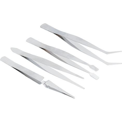 Ensemble de 4 Pinces de Précision pour Modélisme et Bijouterie en Acier Inoxydable (1/5)