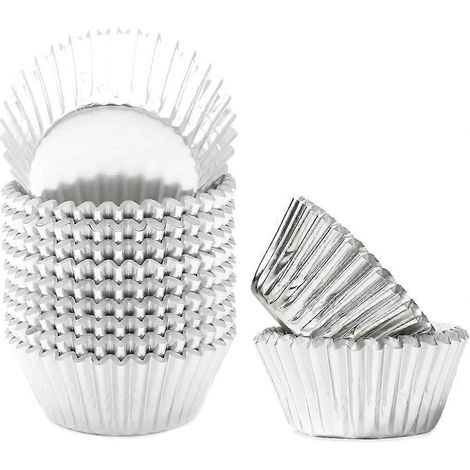 Mini 500 pièces argenté feuille cupcake doublures cuisson tasses Thick Sturdy huile Resistance muffin doublures papier A (1/5)