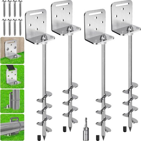 Ancrages de Sol, 67cm Piquet de Fixation Trampoline 4pcs Ancrage au Sol 5cm pour BalançOire/Camping/Abri/Chien/Carport/Auvent avec Plaque Fixe (1/5)