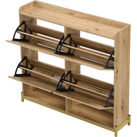 Zapatero moderno de MDF efecto madera 108,5 x 24 x 100 cm (1/5)