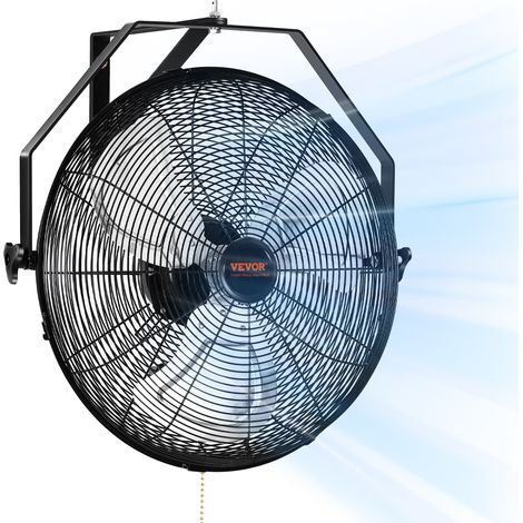 VEVOR Ventilador de Montaje en Pared, 44,6 cm, 3 Velocidades de Alta Velocidad Máx. 4150 CFM, Ventilador de Pared Industrial Oscilante Impermeable, Comercial o Residencial para Almacen, Patio, Negro