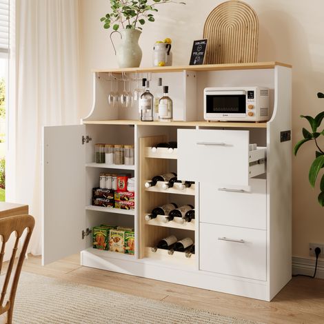 Aparador bar con botellero y LED 120 cm MDF OKMYHOME (1/5)