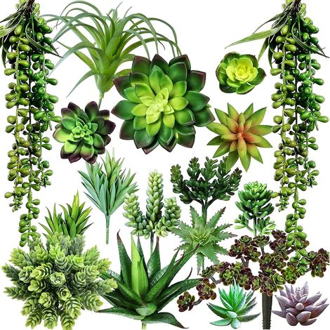 Lot de 19 Plantes Succulentes Artificielles, Mini Plantes Grasses Fausses en Céramique, Set Plantes Artificielles pour Décoration Maison, Bureau, Jardin, Étagère et Mur Idée Cadeau (1/5)
