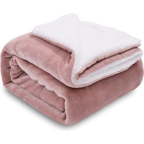 1 pièce Couverture Polaire Sherpa, Gris Rose, Double Face, Ultra Douce, 150 x 200 cm, pour canapé ou lit