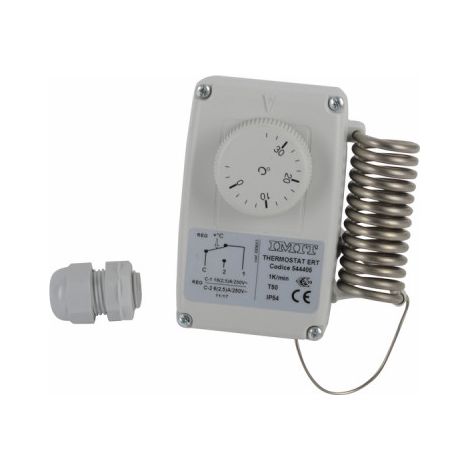 Thermostat d'ambiance étanche – Plage de réglage -5 à 35°C – Protection IP54 – Bulbe en acier inox pour meilleure sensibilité (1/2)