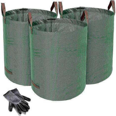 Robuste Gartenabfallsäcke – 272 Liter – 3er-Pack – Gratis Gartenhandschuhe – Strapazierfähiges Material und Griffe – Wiederverwendbare Garten-/Grünabfallsäcke (1/5)