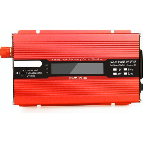Convertisseur de tension 1000W 2000W 12V 240V, alimentation USB avec 1 prise et écran LCD (1/5)