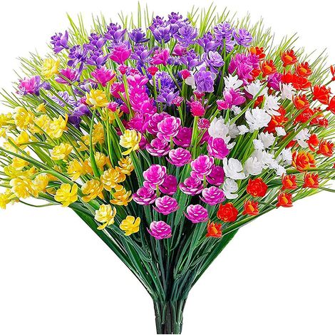 Lot de 10 fleurs artificielles d'extérieur, décoration florale en plastique, résistantes aux UV-AquaForge (1/5)