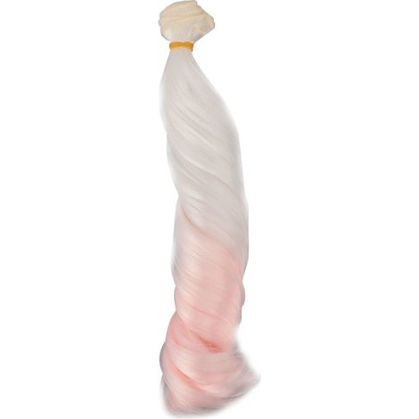 Peluca para muñeca, degradado blanco y rosa, 25 cm de largo, 1 m de ancho, rizos largos. (1/5)