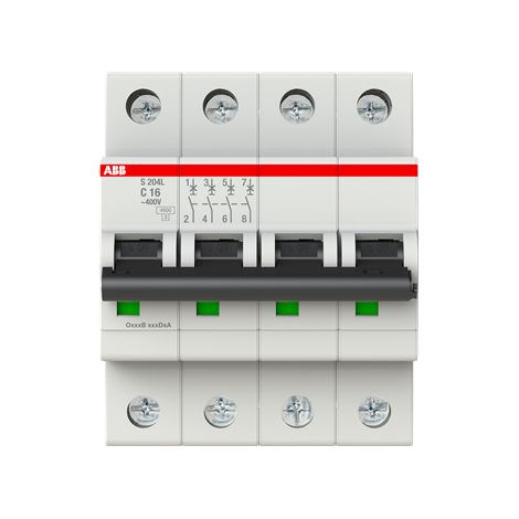 Interruttore magnetotermico ABB S204L 4P 16A 4,5kA tipo C 4 moduli S598668 (1/2)