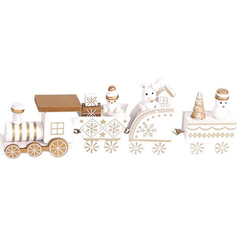 Ornements de Train de noël en Bois Train de noël Peint en Bois créatif Mini Train décor de Bureau pour Les décorations de fête de noël (1/4)