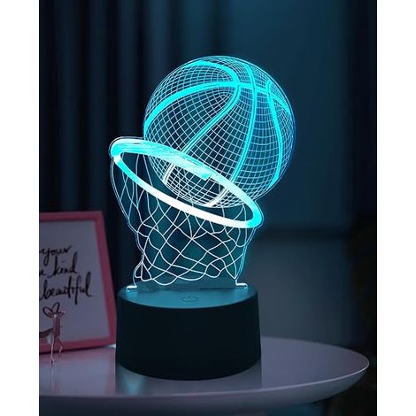 Basketball Night Light, 3D Basketball Lamp, Children's Night Light, 3D Lamp, 16 Colours Variable Vision Night Light with Remote Control, Surprise Gift for Children (1/5)