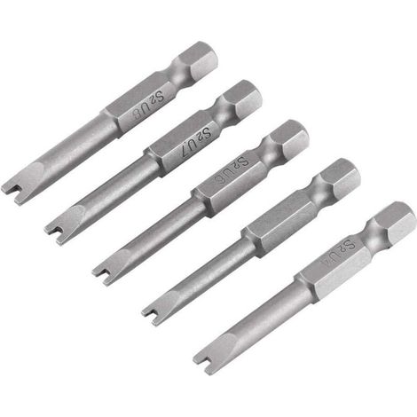 U-förmiger Gabelschraubendreher-Bit, spezieller magnetischer Schraubendreher-Bit mit 1/4"-Sechskantschaft, 5er-Pack Schraubendreher-Bits aus S2-Legierungsstahl – Crezuo