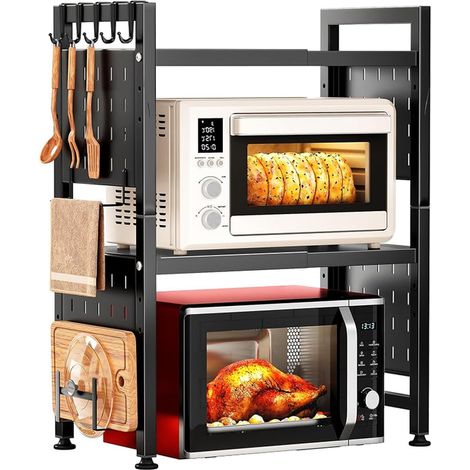 Etagere Micro Onde 3 niveaux en métal Noir (1/4)