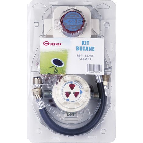 Butan-Kit 2 Flaschen - Umkehr- und Begrenzungsregler, Durchfluss 1,3 kg/h, 28 mbar