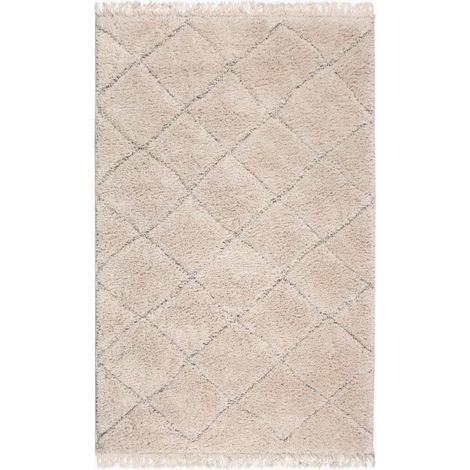 Tapis Berbère Moderne Style Scandinave Effet Laine Blanc Cassé 160 x 230 cm - PANGIVO (1/3)