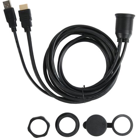 Kit de câbles encastrés USB 2.0 mâle HDMI vers femelle HDMI + rallonge AUX (1/5)