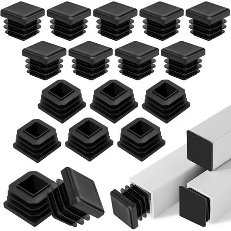 Bouchons carrés pour tubes 20x20 mm Lot de 20 Plastique noir robuste Protection des sols et fonctionnement silencieux Pour (1/5)