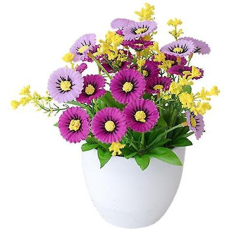 Pot de fleurs artificiel chrysanthème, décoration de bureau, plante artificielle éternelle en plastique pour balconviolet (1/5)