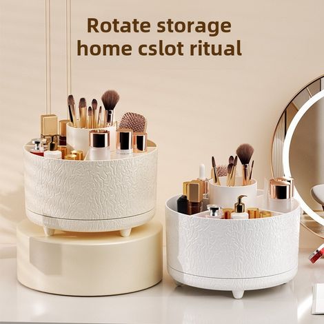 Porte-stylo rotatif glacier – design moderne, rangement pinceaux, boîte carrée blanche (1/5)