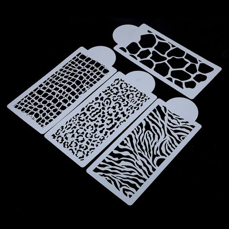 Lot de 4 pochoirs réutilisables pour décoration de gâteaux, fondant, cookies, fleurs, bricolage, mariage, pâtisserie (1/5)