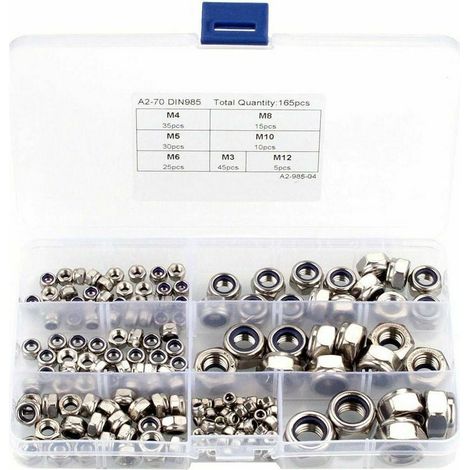 Ecrou Hexagonal - Acier Inoxydable - M3 M4 M5 M6 M8 M10 - Pour Assemblage Mécanique et Meuble - Lot de 240 Pièces (1/5)