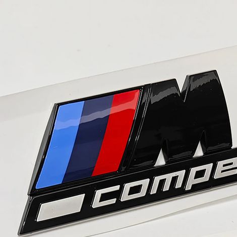 (Noir brillant, logo M4 (5,5 cm)) - Emblème COMPÉTITION gris argenté et noir, compatible avec l'autocollant logo de coffre BMW Thunder Edition (1/5)