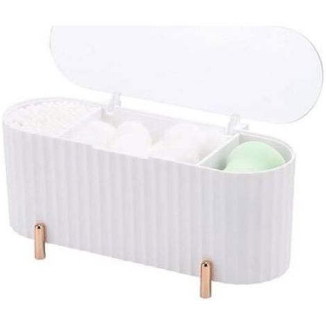Distributeur de cotons-tiges spars 3 grilles bote de rangement pour boules de coton pot-blanc Odipie (1/4)