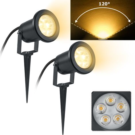 AUFUN Lot de 2 lampes LED 3 W IP65 pour extérieur jardin bassin blanc chaud (1/5)