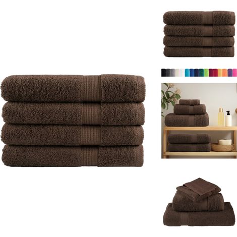 Serviettes de sauna de qualité supérieure SOLUND 4 pcs marron - Serviettes De Sauna - Serviettes En Coton - Serviettes Hygiéniques - Serviettes Absorbantes - Serviettes Douces (1/5)
