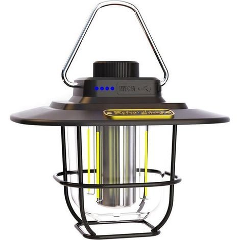 Camping extérieur lumière LED rétro cheval lanterne Portable tente lumière Portable USB Rechargeable Camping lumière(LY02 noir) (SKU produit : 94948960 SKU Offre : lehuamwj326) (1/4)