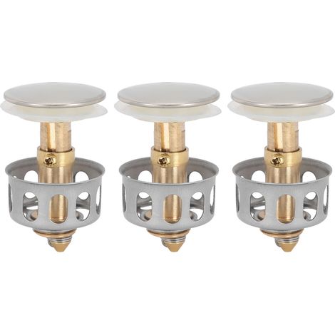 Tapón Desagüe Pop-up Latón Acero Inoxidable con Filtro Anti-pelos, Junta Silicona Hermética – Ideal para Fregadero Cocina y Baño (1/5)