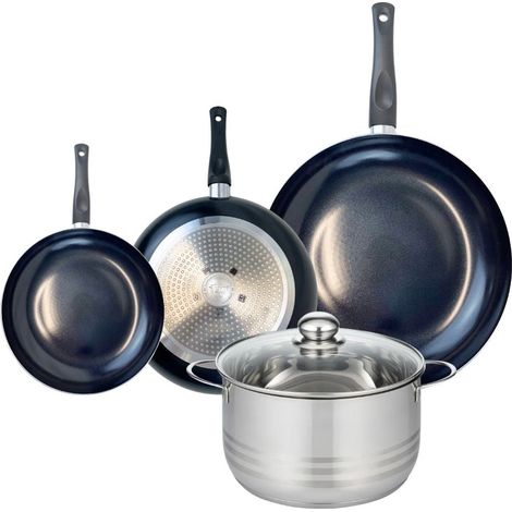 Ensemble de 3 Poêles de cuisson 20, 24 et 32 cm et 1 faitout 24 cm Elo Prima Brillant (1/5)