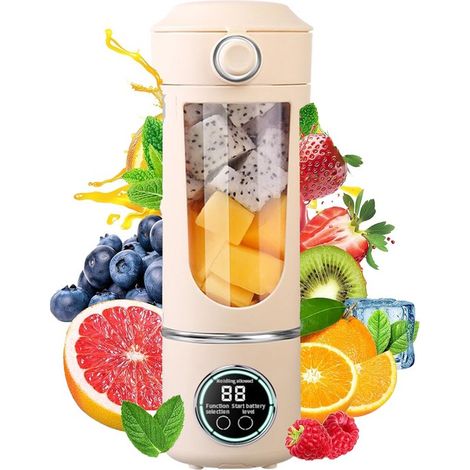Blender Portable 700 ml Fruits Violet Chargement USB Rapide – Mixeur Smoothie Rechargeable Léger pour Jus Protéines Voyage Sport (1/5)