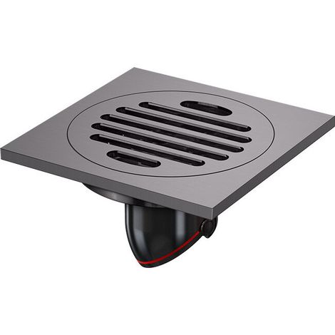Bonde de sol amovible pour baignoire, douche, WC, WC, filtre de jardin carré en acier inoxydable 10 x 10 cm, noir, 1 pièce (1/4)
