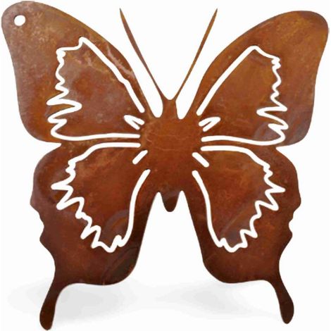 Papillon Décoratif en Métal Patiné Rouille Décoration Jardin et Maison 12 cm - PANGIVO
