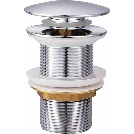 Bonde De Lavabo - Fonction Pop-Up - Joint Double En Silicone - Raccord Standard G1 1/4 - Pour Lavabo Sans Trop-Plein - Argent