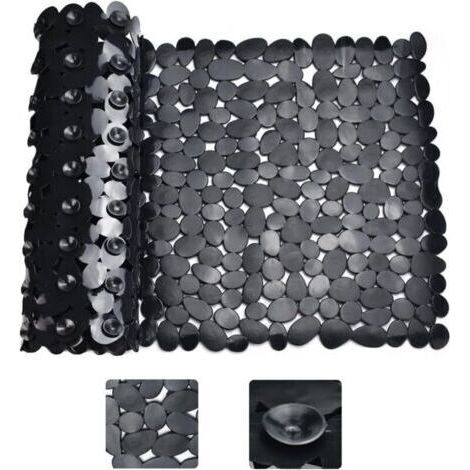 Tapis de Douche Antidérapant Noir Rectangle Tapis de Baignoire Antidérapant Anti Moisissure Tapis de Bain Antidérapant pour Baignoire Tapis de Douche Ventouse pour Salle de Bain, 88 40cm