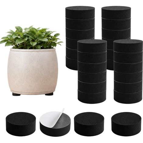 40 pièces Pieds Invisibles pour Pots de Fleurs, Pieds Autocollants pour Pots, entretoises antidérapantes pour jardinières, intérieur et extérieur, Protection du Sol, Noir (1/5)
