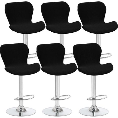 Lot de 6 housses de tabouret pivotant incurvées noires, 40 x 30 x 30 cm, housses de chaise de bar à dossier bas, adaptées aux comptoirs, bars et cuisines